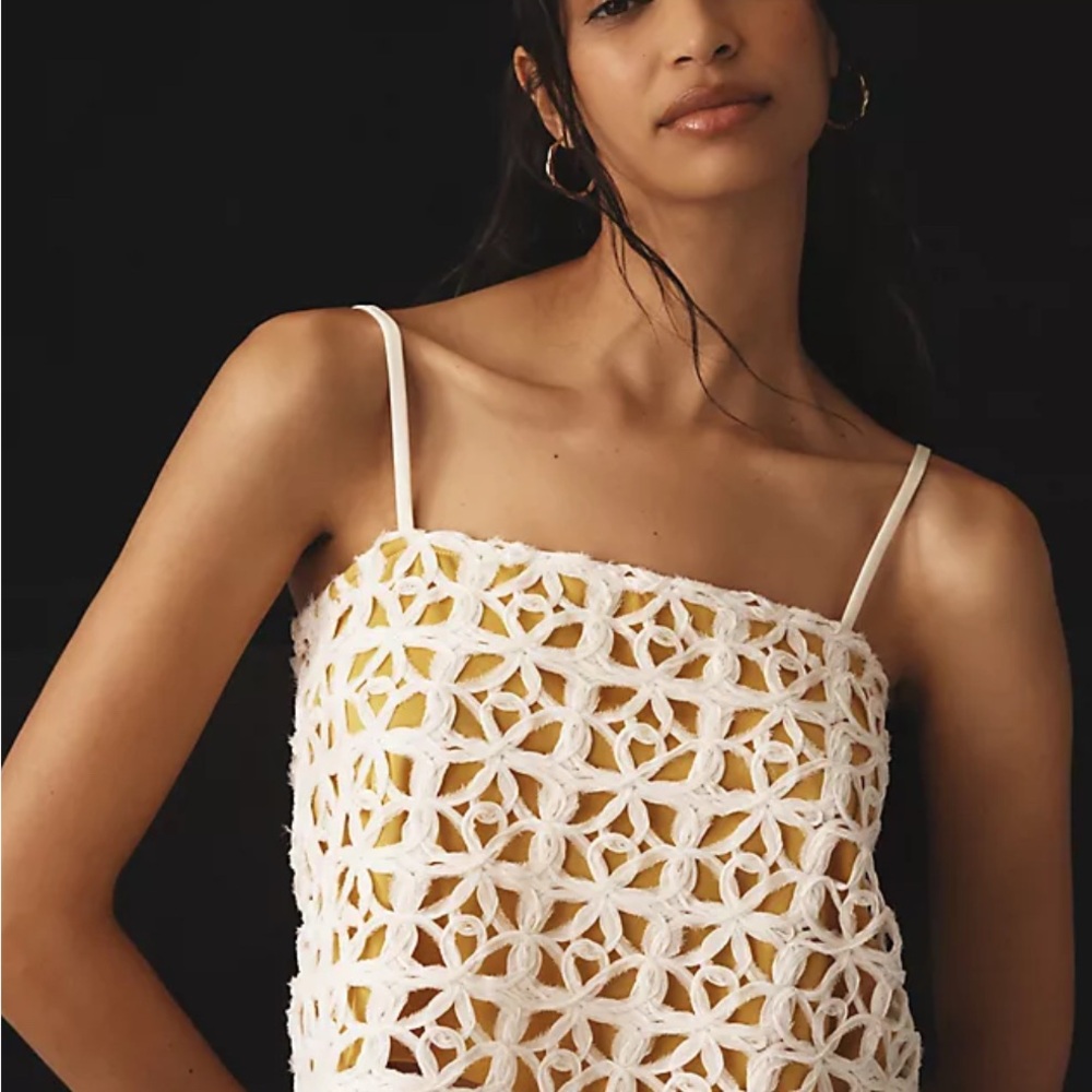 Anthropologie White Crochet Top